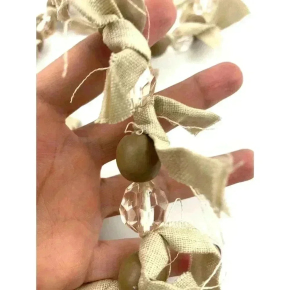 Tan Art Deco Natural Wood Bead Faceted Necklace Adjustable Cord 38" - Picture 9 of 12